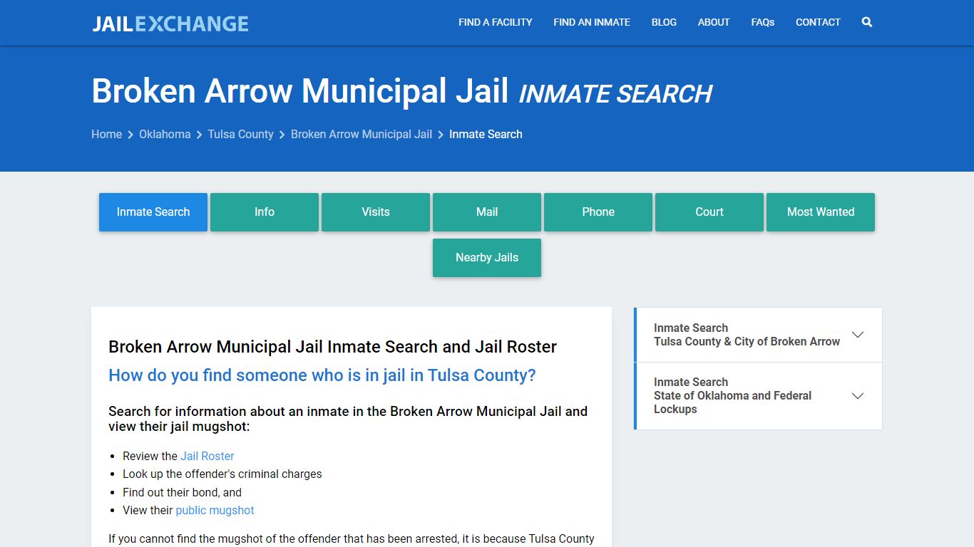 Inmate Search: Roster & Mugshots - Broken Arrow Municipal Jail, OK