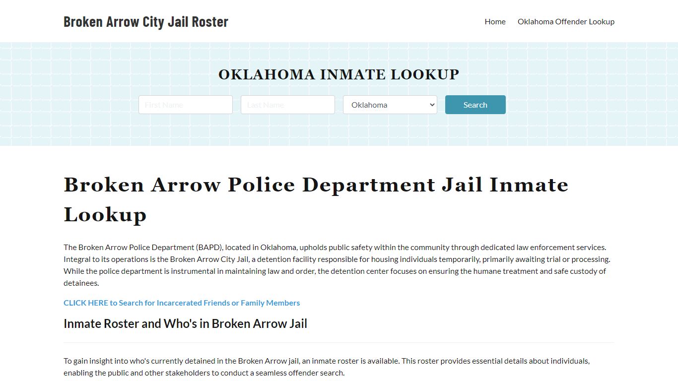 Broken Arrow Police Department & City Jail, OK Inmate Roster, Arrests ...