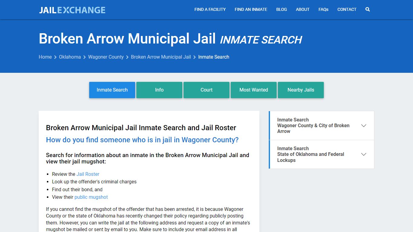 Inmate Search: Roster & Mugshots - Broken Arrow Municipal Jail, OK