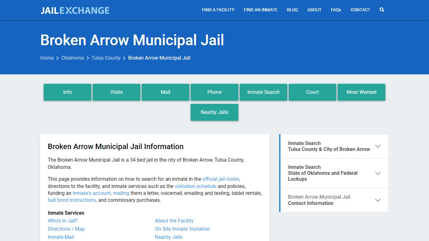 Broken Arrow Municipal Jail, OK Inmate Search, Information